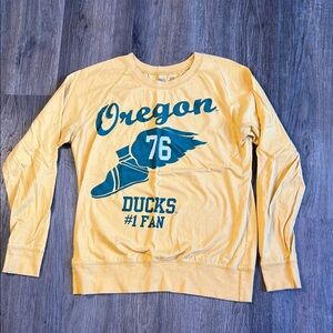 University T Oregon Ducks #1Fan Yellow Long Sleeve T-Shirt Medium